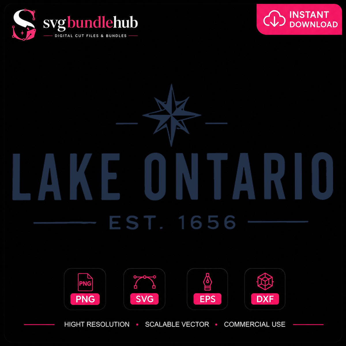 Lake Ontario Est 1656 North Star Compass Logo PNG