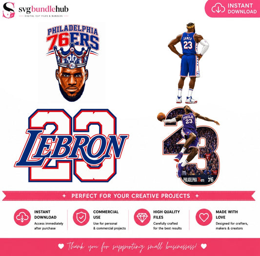 LeBron James 76ers Basketball PNG | SvgBundleHub