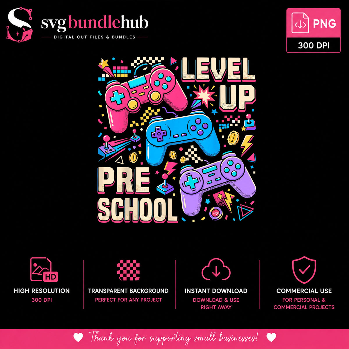 Level Up Preschool PNG, Back To School Gamer, Game Controller PNG