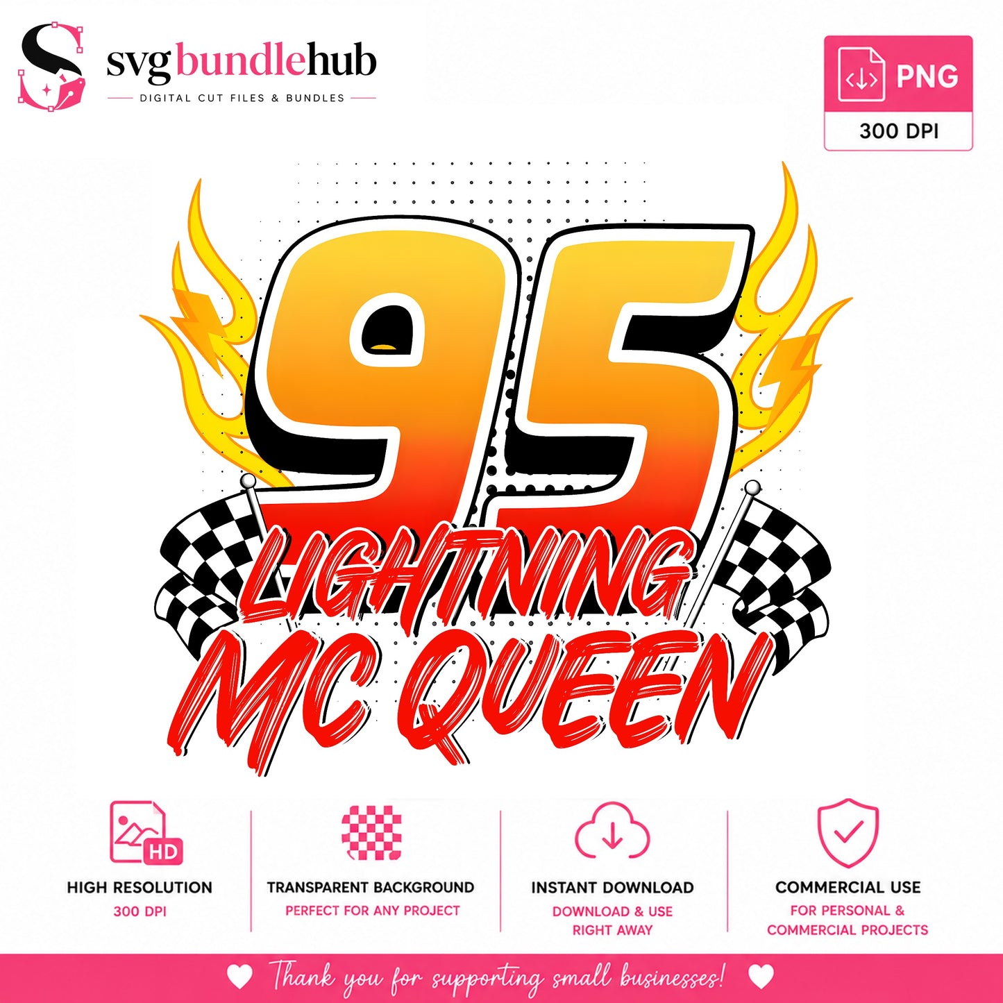 Lightning McQueen 95 PNG, Disney Cars PNG, Racing Birthday PNG