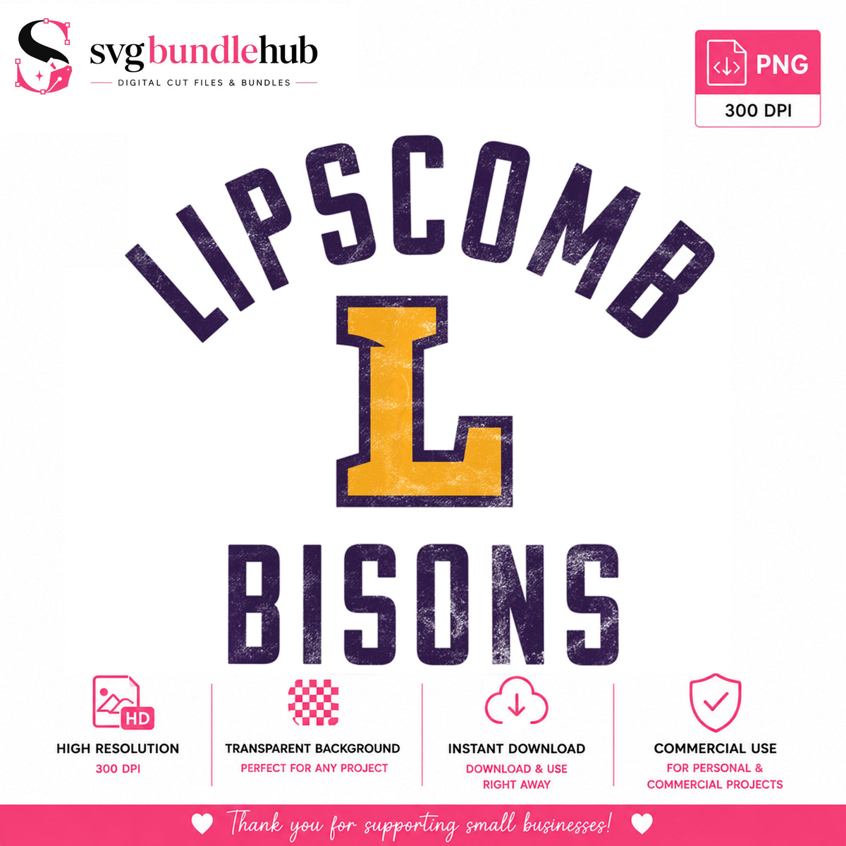 Lipscomb Bisons Distressed Varsity PNG, College Spirit, Team PNG