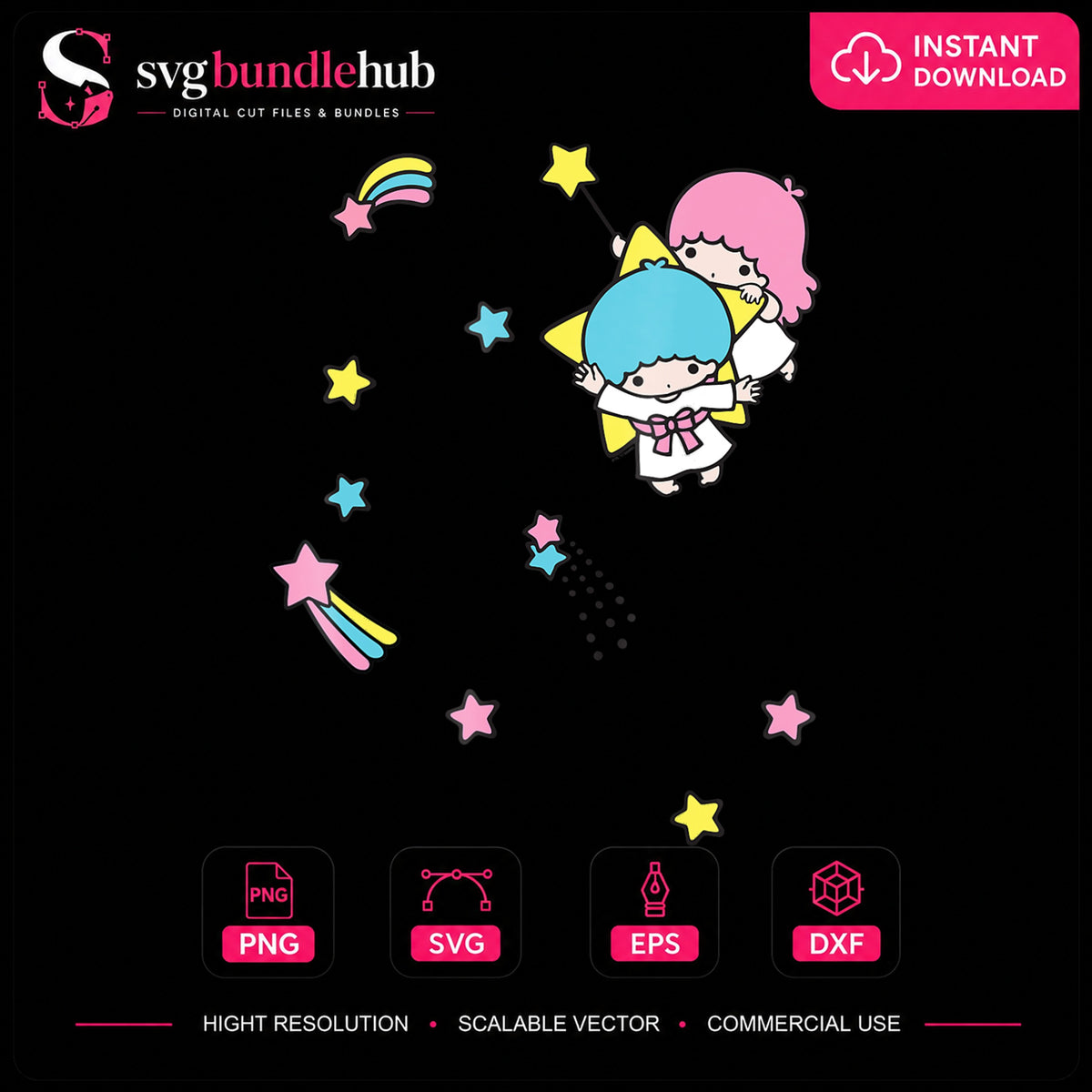Little Twin Stars Shooting Stars Kawaii Sanrio Twins PNG