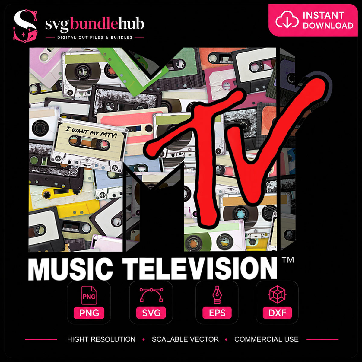 MTV Logo Cassette Tapes Retro Music Television PNG