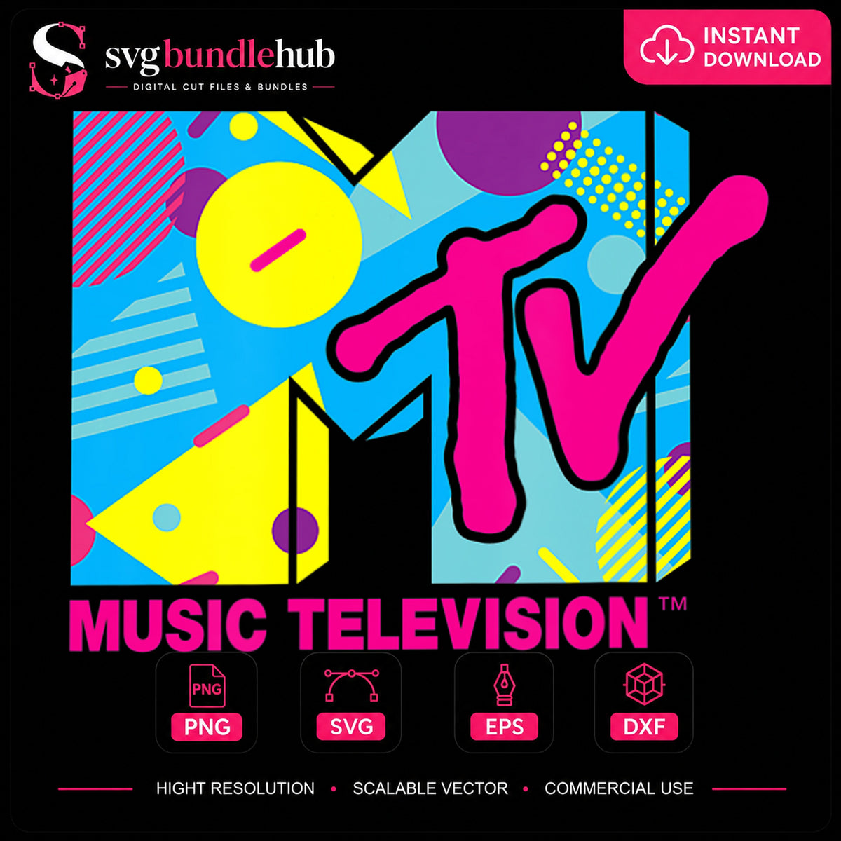 MTV Music Television 80s Retro Colorful Logo Clipart PNG