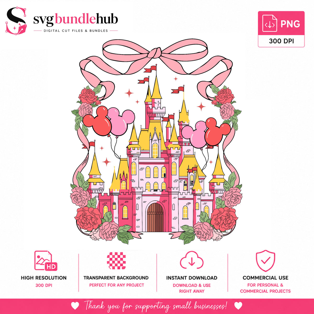 Magic Castle Floral Bow PNG | SvgBundleHub