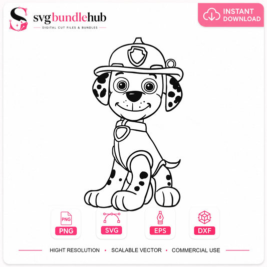 Marshall Paw Patrol Dalmatian Fireman Cricut Clipart SVG