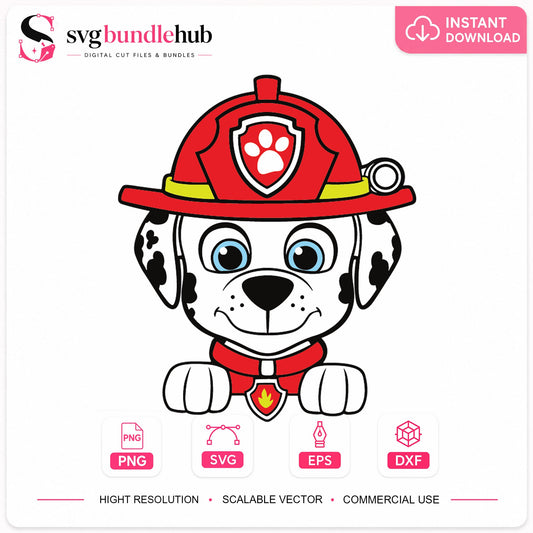 Marshall Paw Patrol Peek A Boo Fireman Clipart SVG