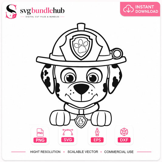 Marshall Paw Patrol Peek A Boo SVG, Concert Clipart Design