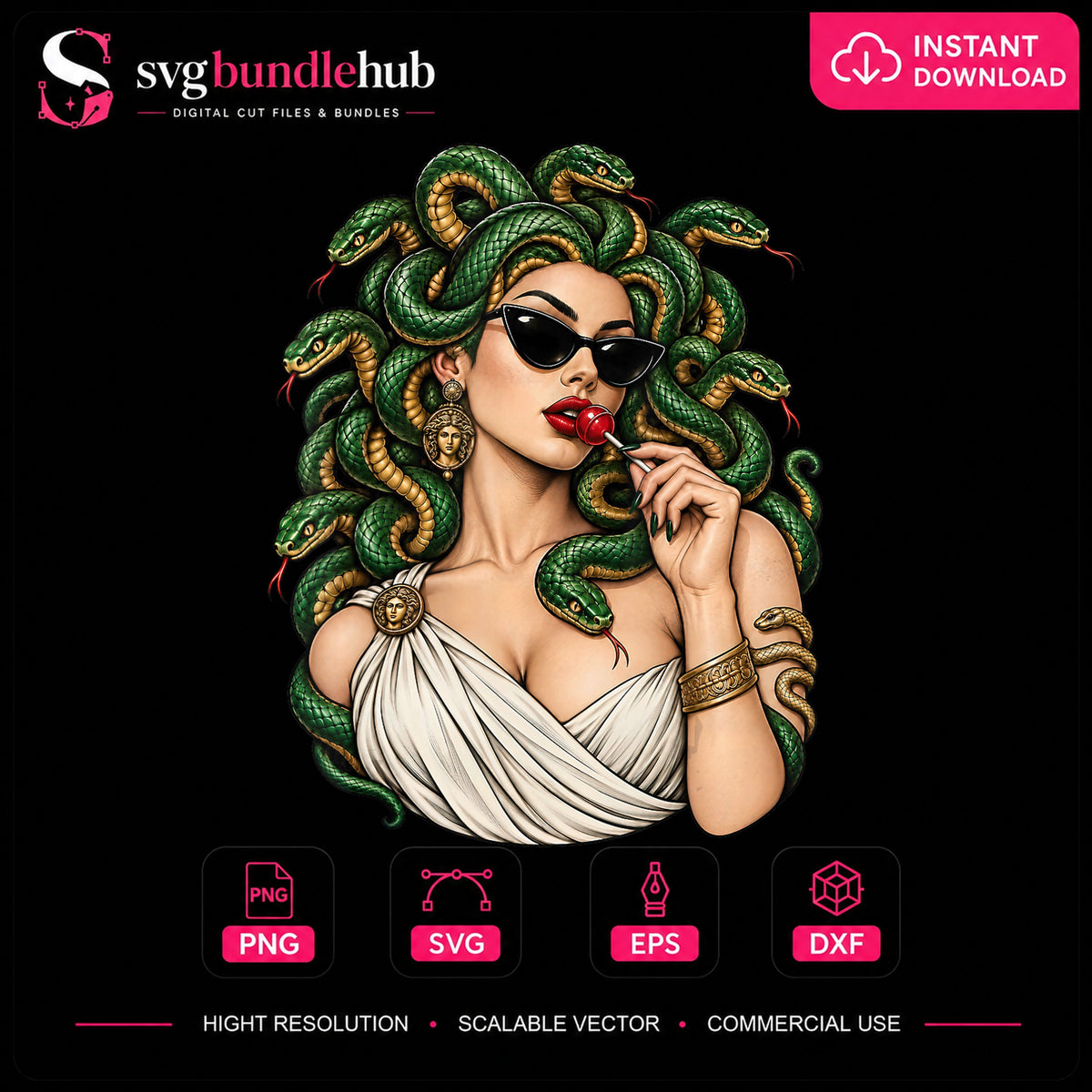 Medusa Goddess Snake Hair Sunglasses PNG, Craft File Design