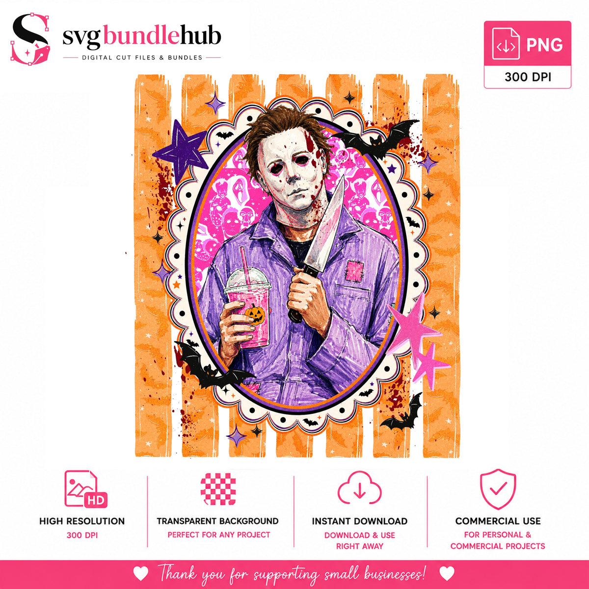 Michael Myers Halloween PNG, Spooky Pink | SvgBundleHub