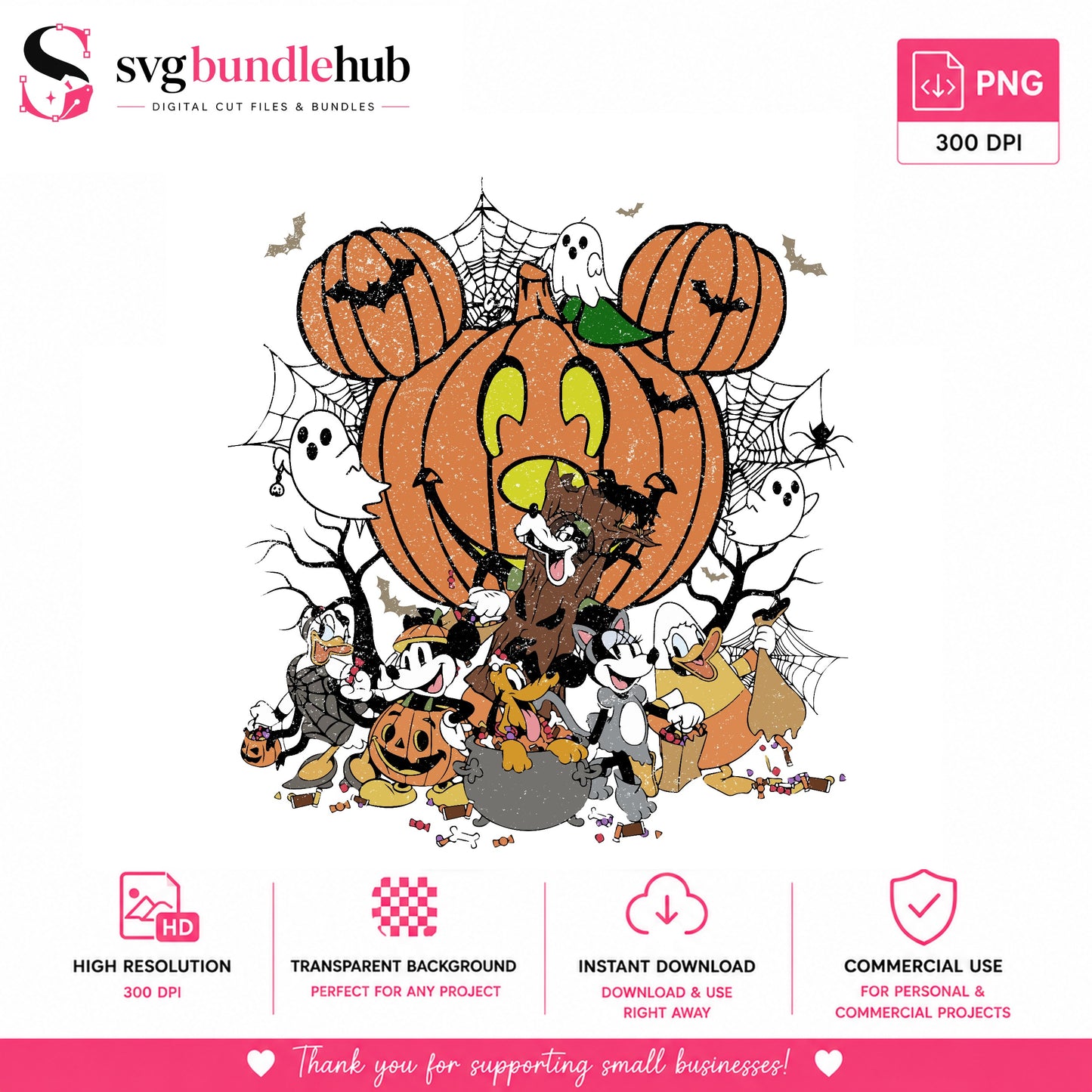 Mickey And Friends Halloween PNG, Disney Halloween PNG, Retro PNG