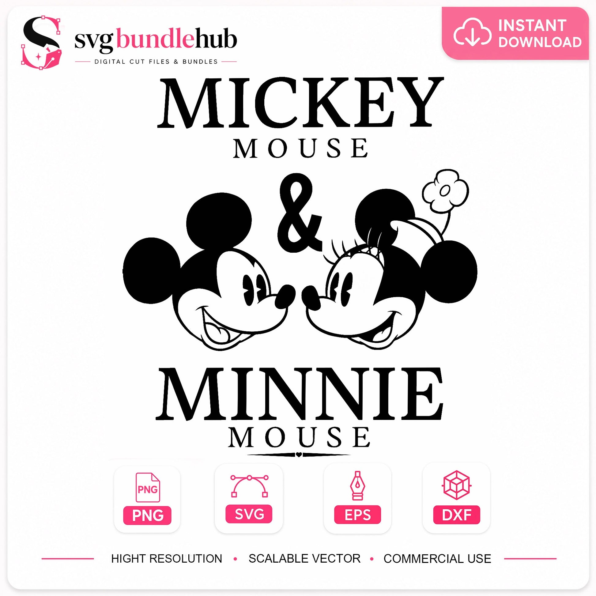 Mickey And Minnie Mouse SVG PNG, Disney Couple SVG, Mickey SVG