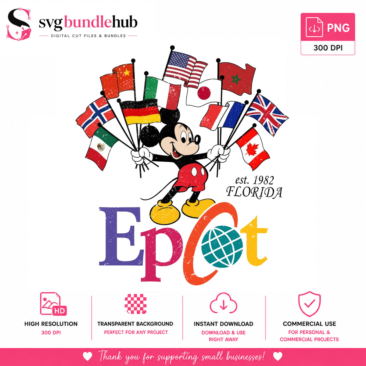 Mickey Epcot Florida Est 1982 PNG | SvgBundleHub