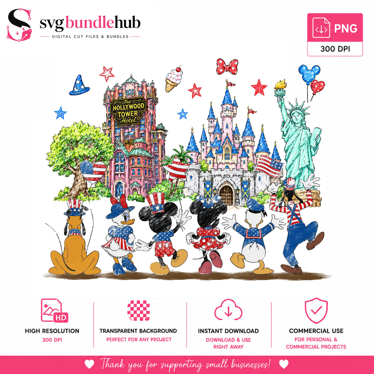 Mickey & Friends 4th of July PNG | SvgBundleHub