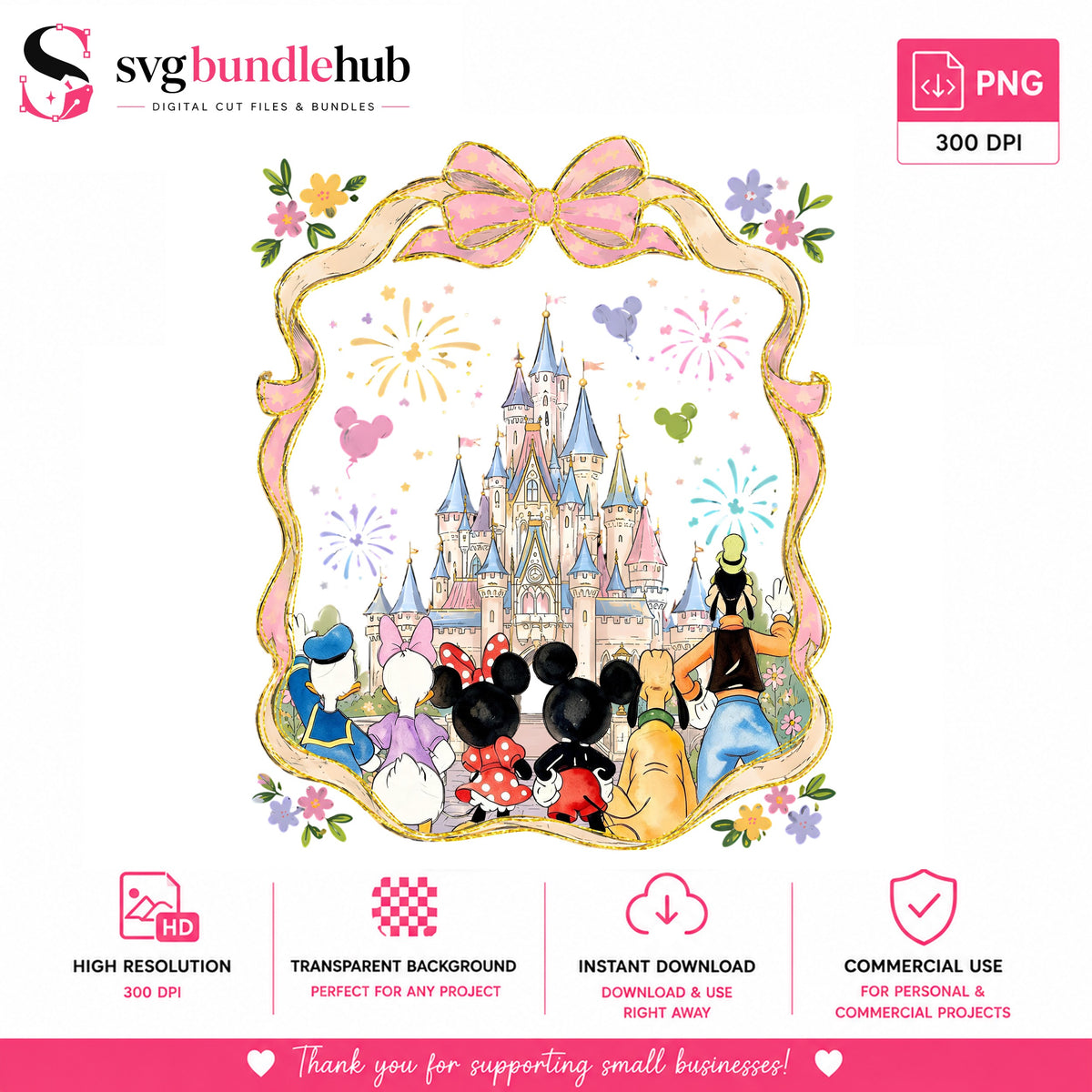 Mickey & Friends Castle Bow PNG | SvgBundleHub