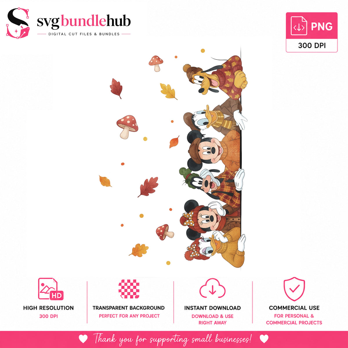 Mickey & Friends Fall Autumn PNG | SvgBundleHub
