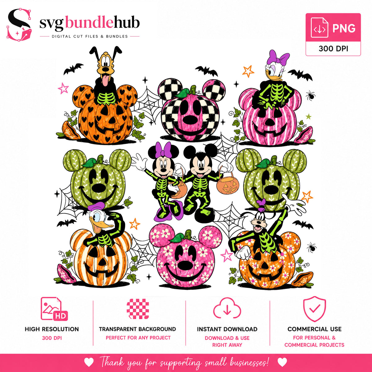 Mickey Friends Halloween Pumpkin PNG | SvgBundleHub