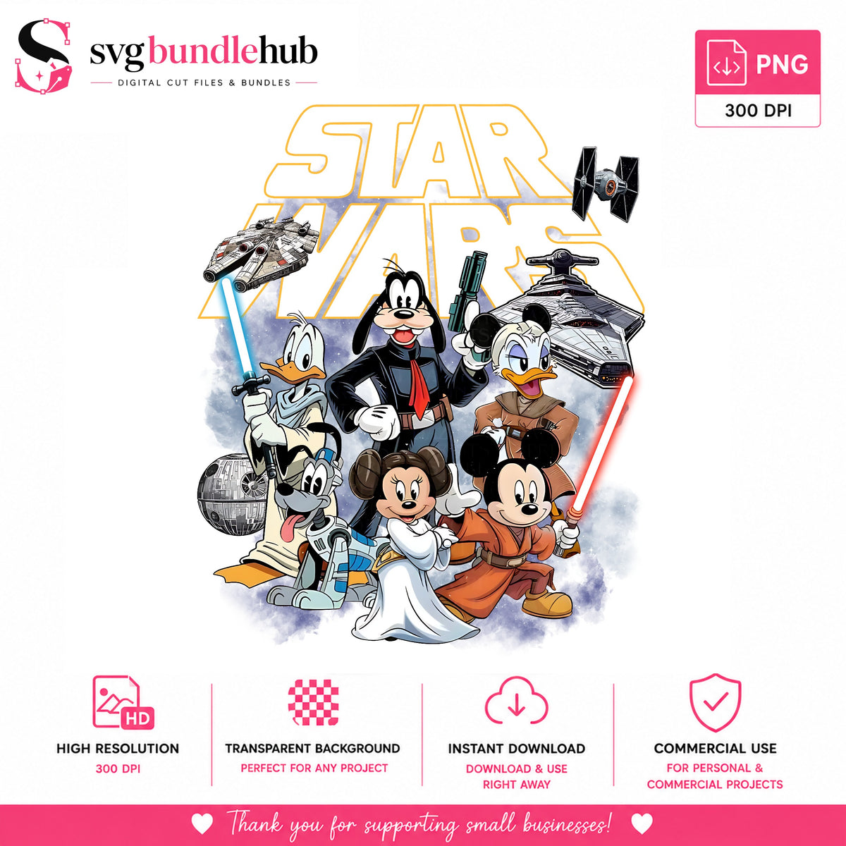Mickey & Friends Star Wars PNG | SvgBundleHub