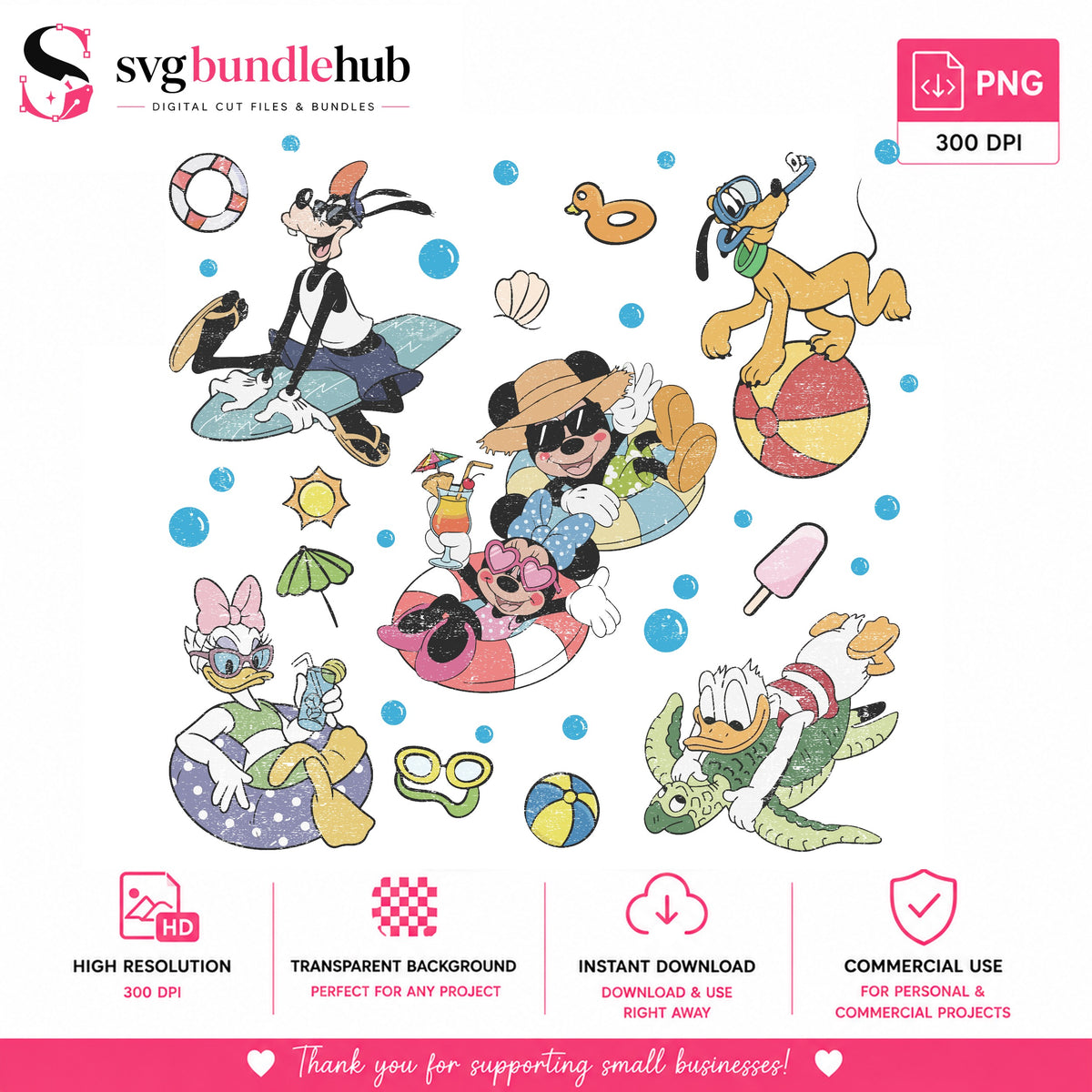 Mickey & Friends Summer Beach PNG | SvgBundleHub