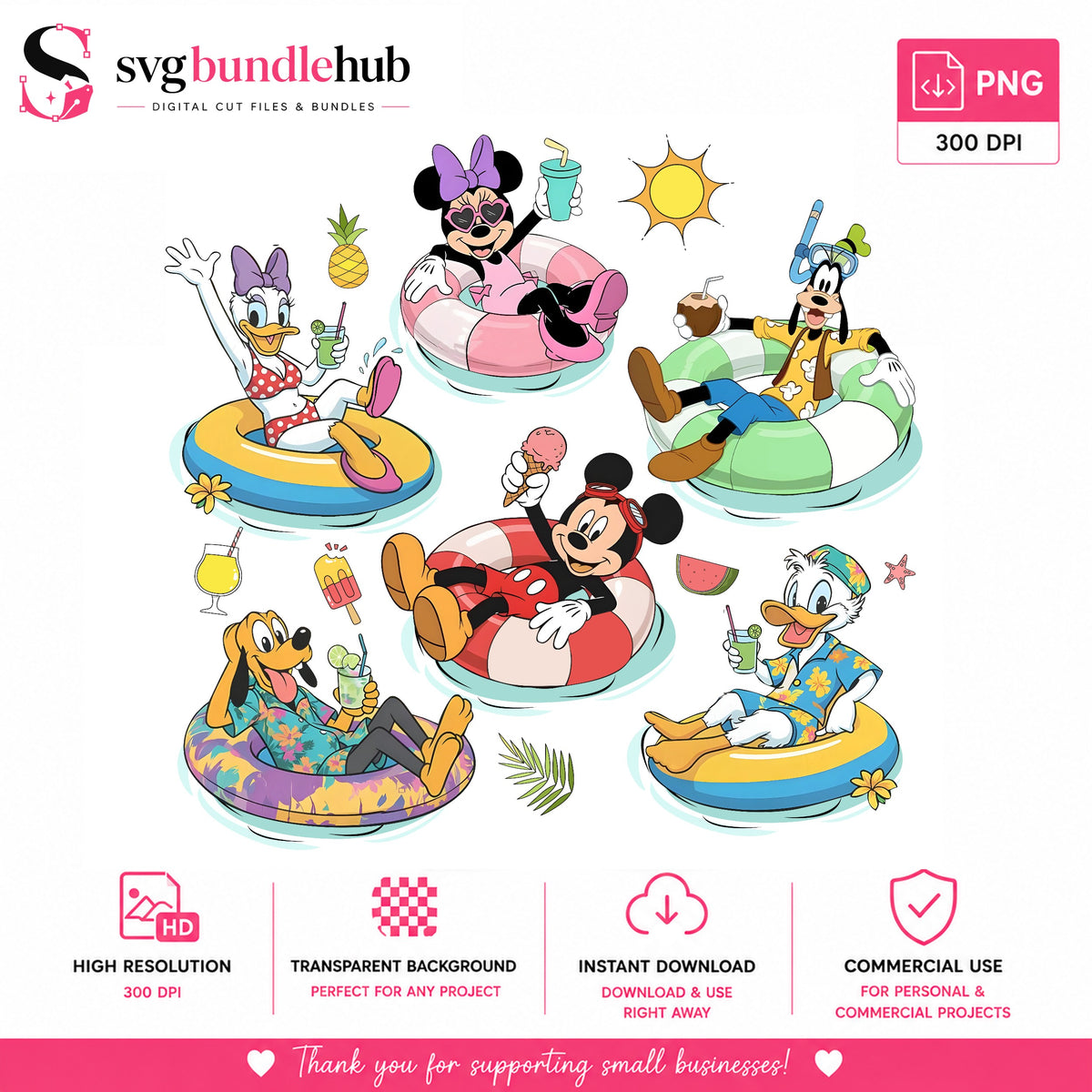 Mickey & Friends Summer Pool Float PNG | SvgBundleHub