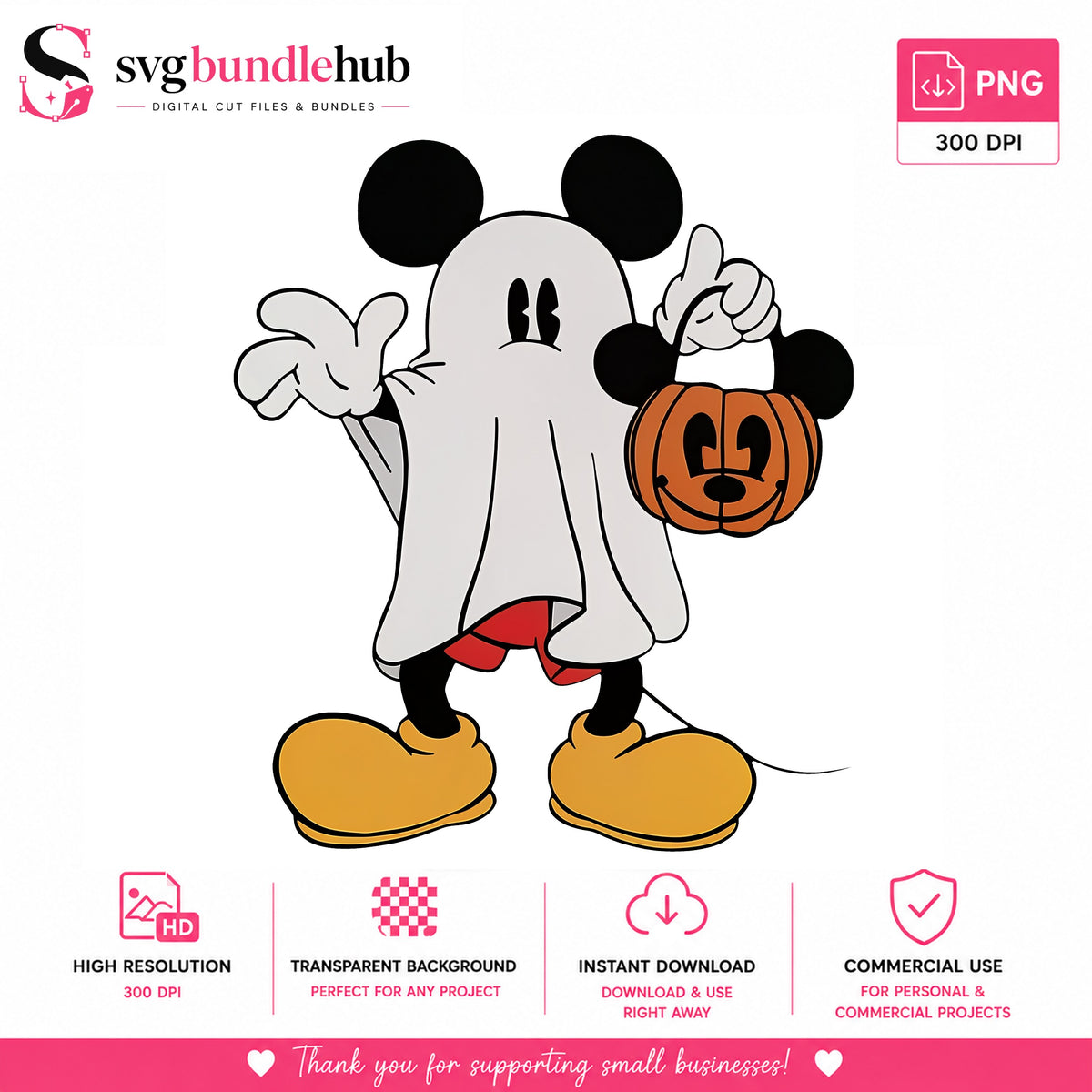 Mickey Ghost Halloween PNG, Spooky Cartoon | SvgBundleHub
