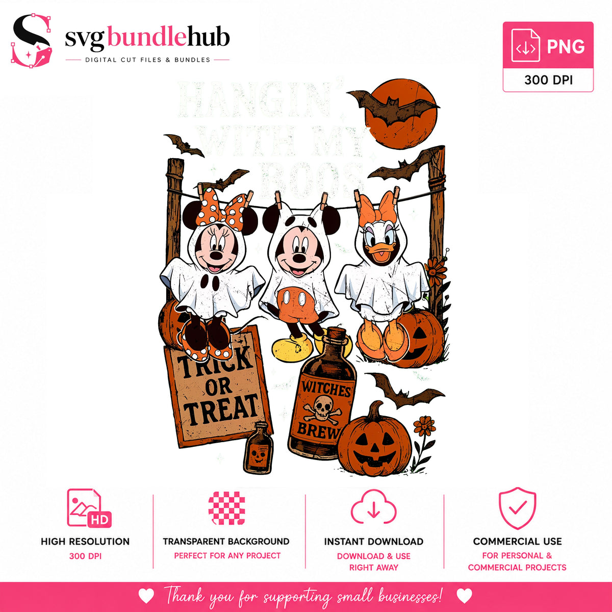 Mickey Ghost Trio Halloween PNG | SvgBundleHub