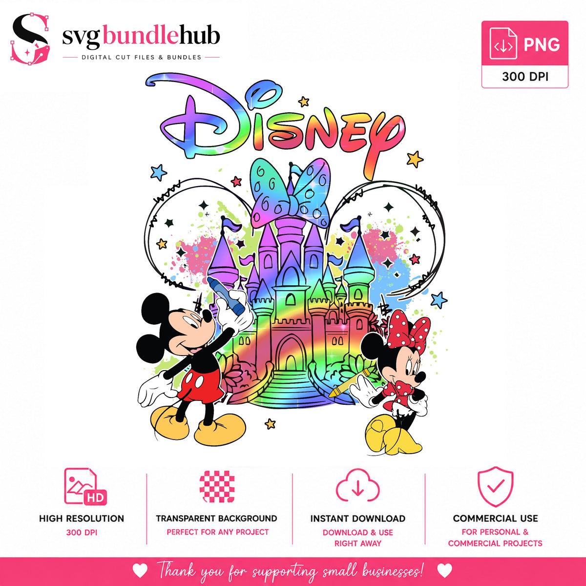 Mickey Minnie Castle Rainbow PNG | SvgBundleHub