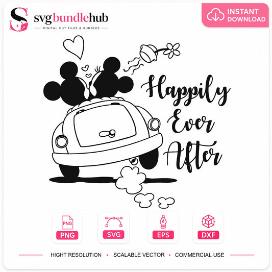 Mickey Minnie Happily Ever After SVG, Disney Wedding SVG PNG