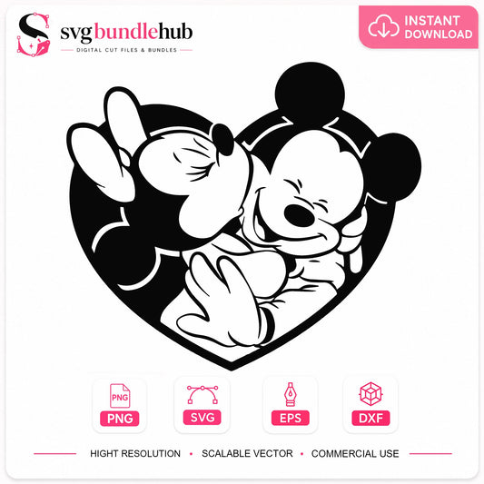 Mickey Minnie Mouse Valentine Heart SVG, Disney SVG PNG