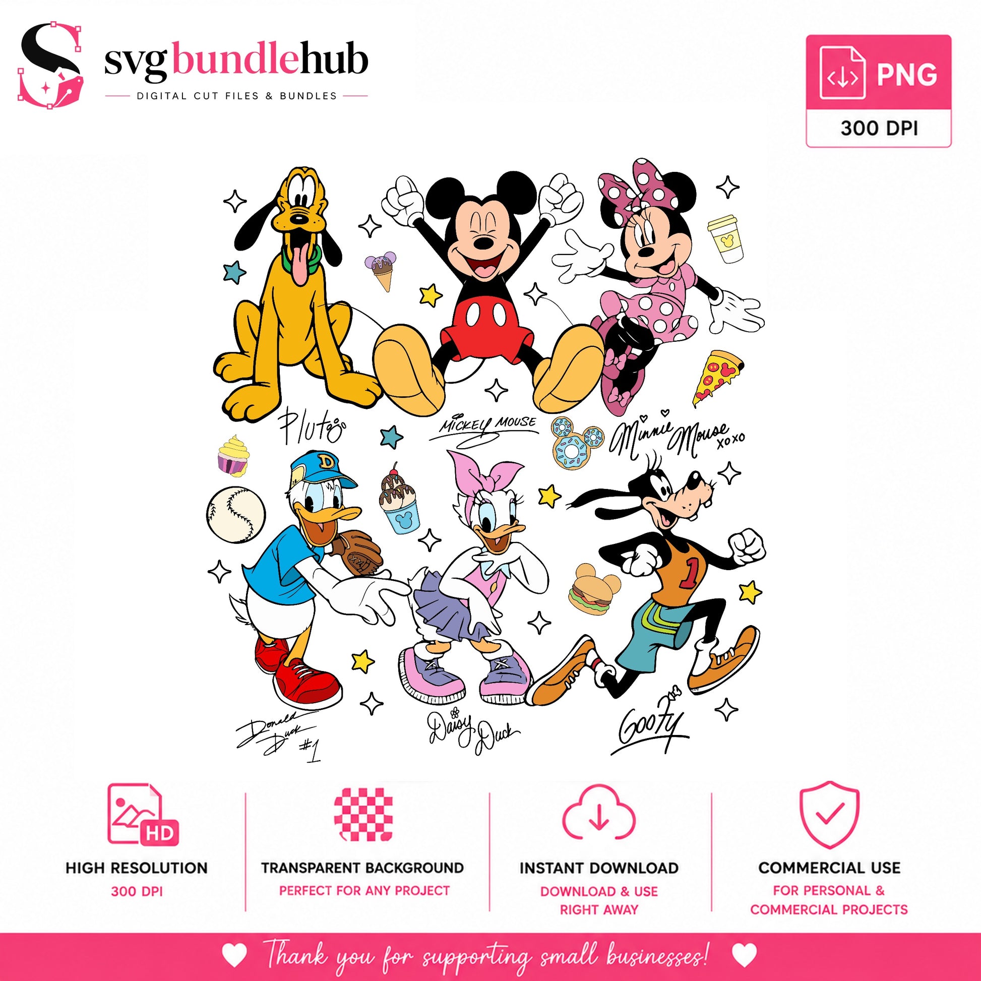 Mickey Mouse And Friends PNG, Disney Characters Bundle, Disney PNG