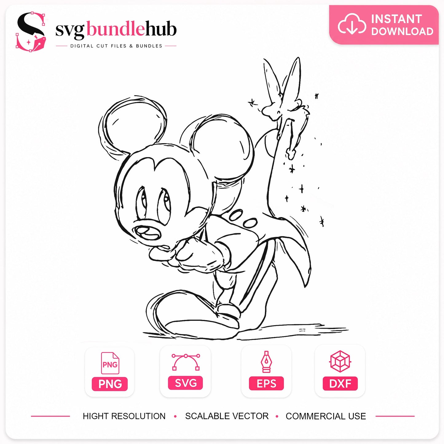 Mickey Mouse And Tinkerbell SVG, Disney SVG, Magic Pixie SVG PNG