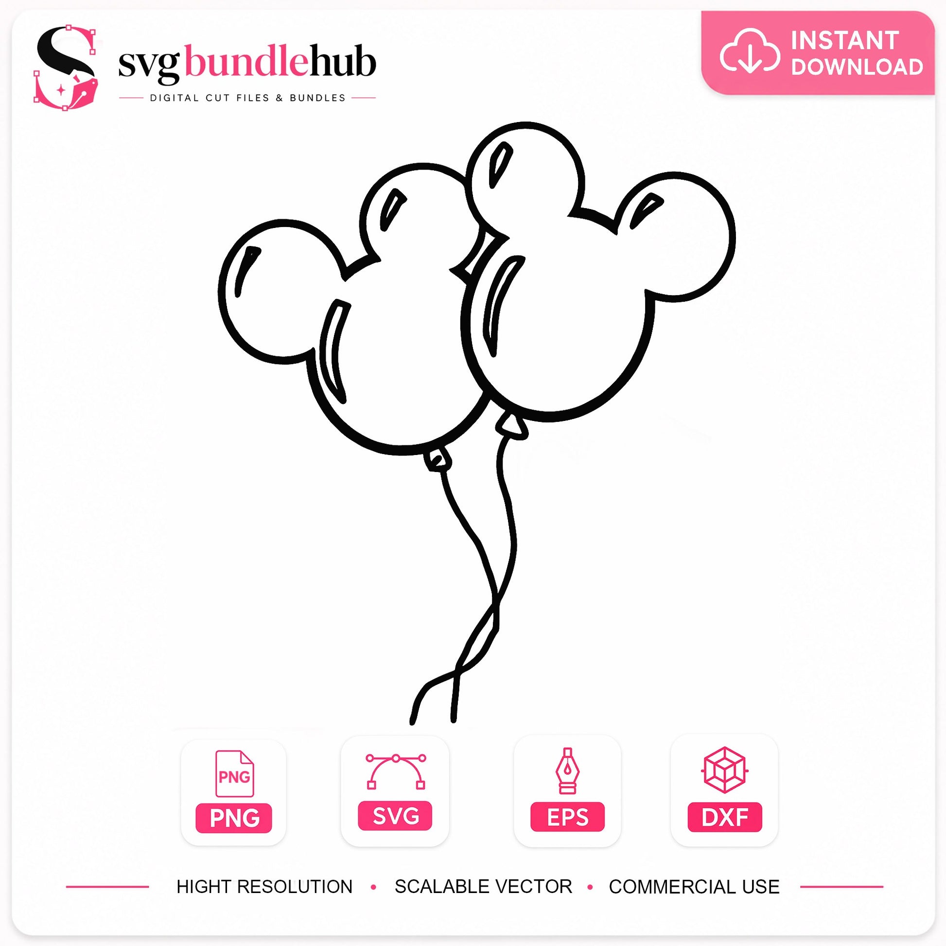 Mickey Mouse Balloon SVG, Disney Balloons SVG PNG, Birthday SVG
