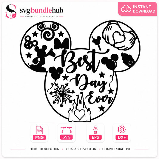 Mickey Mouse Best Day Ever SVG, Disney Castle SVG, Disney Trip SVG PNG