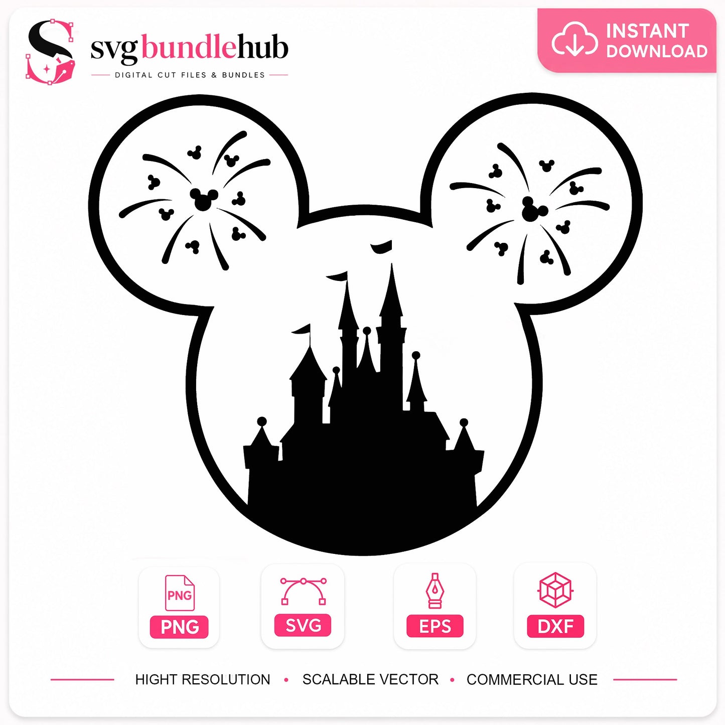 Mickey Mouse Castle Fireworks SVG, Disney Castle SVG PNG, Magic Kingdom SVG