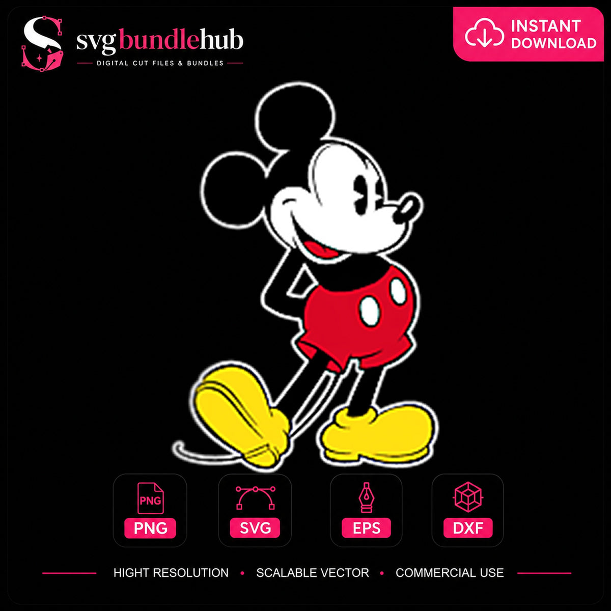 Mickey Mouse Classic Pose Retro Disney Character PNG