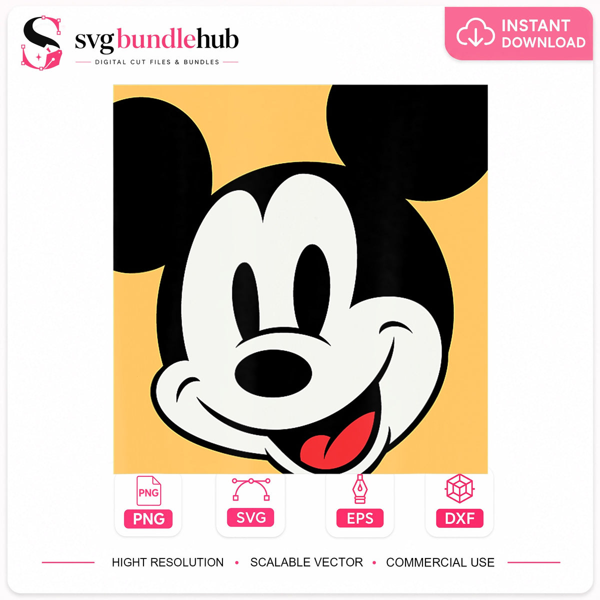 Mickey Mouse Classic Smiling Face Disney Character PNG