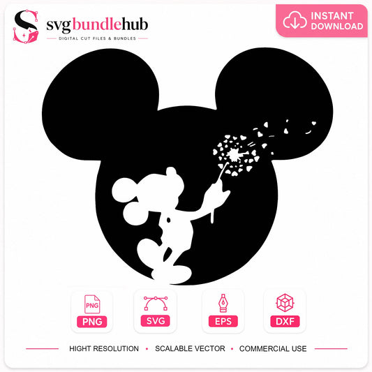 Mickey Mouse Dandelion SVG, Disney SVG, Mickey Head PNG SVG
