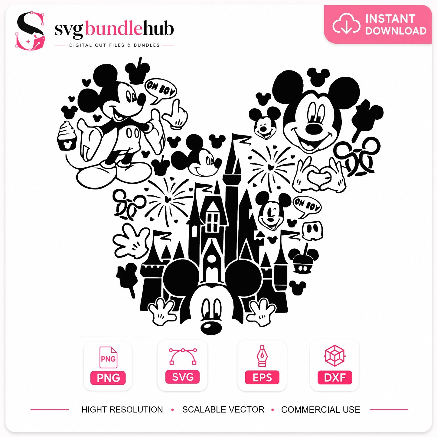 Mickey Mouse Disney Castle SVG, Mickey Head SVG, Disney SVG PNG