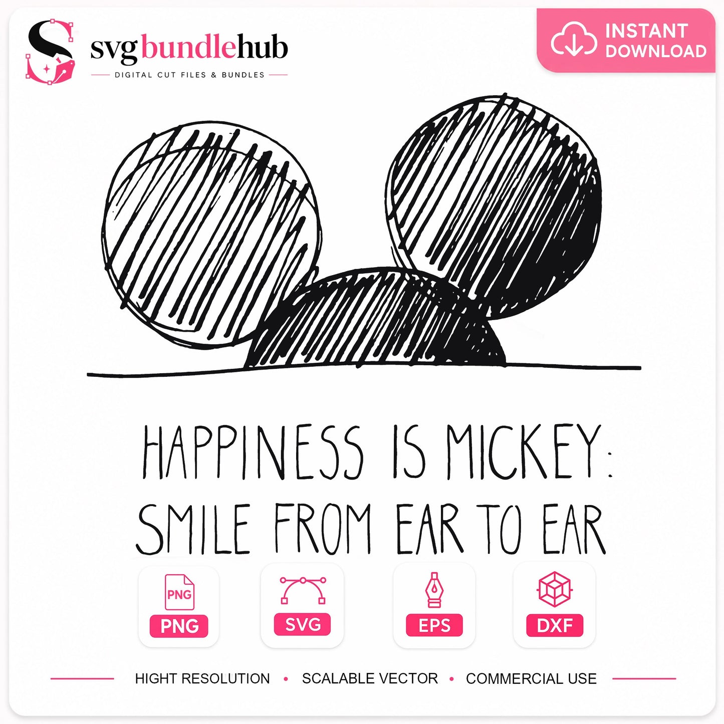 Mickey Mouse Ears SVG, Happiness Is Mickey Smile, Disney SVG PNG