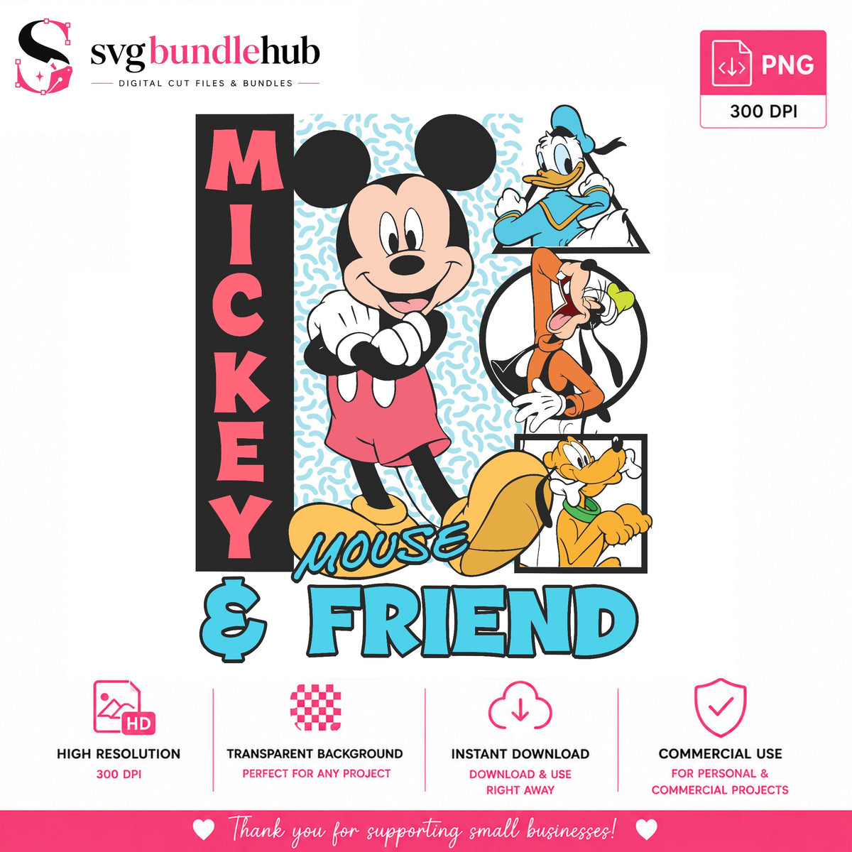 Mickey Mouse & Friends Retro PNG | SvgBundleHub