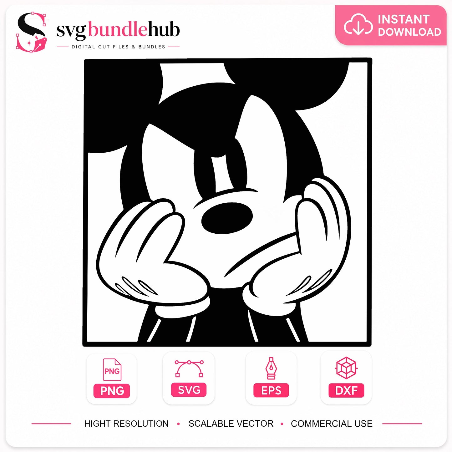 Mickey Mouse Hands On Face SVG, Funny Mickey PNG, Disney SVG