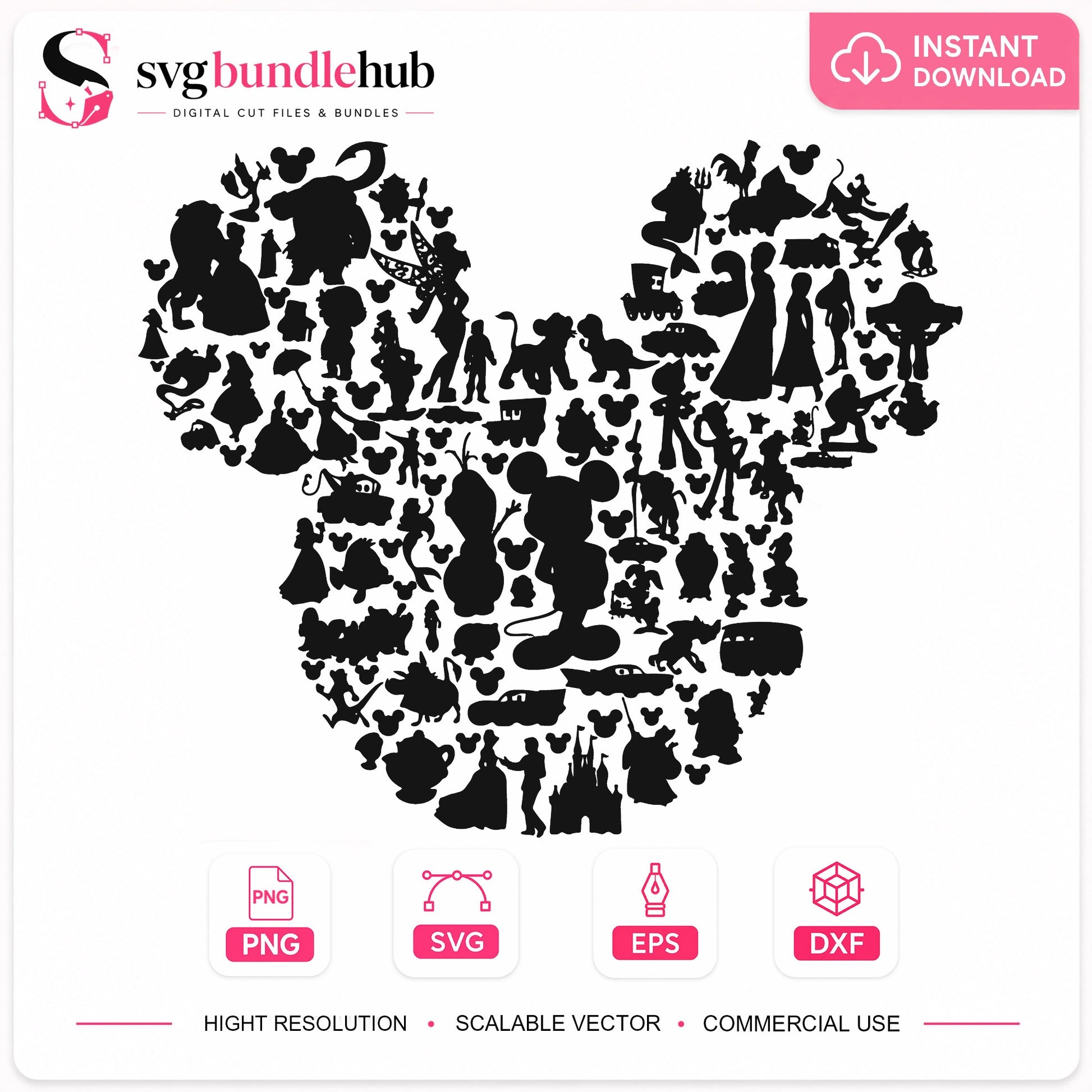 Mickey Mouse Head Disney Characters SVG, Disney SVG PNG, Mickey SVG