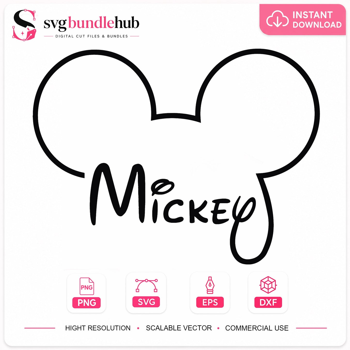 Mickey Mouse Head SVG, Disney Mickey SVG PNG, Cricut Cut File
