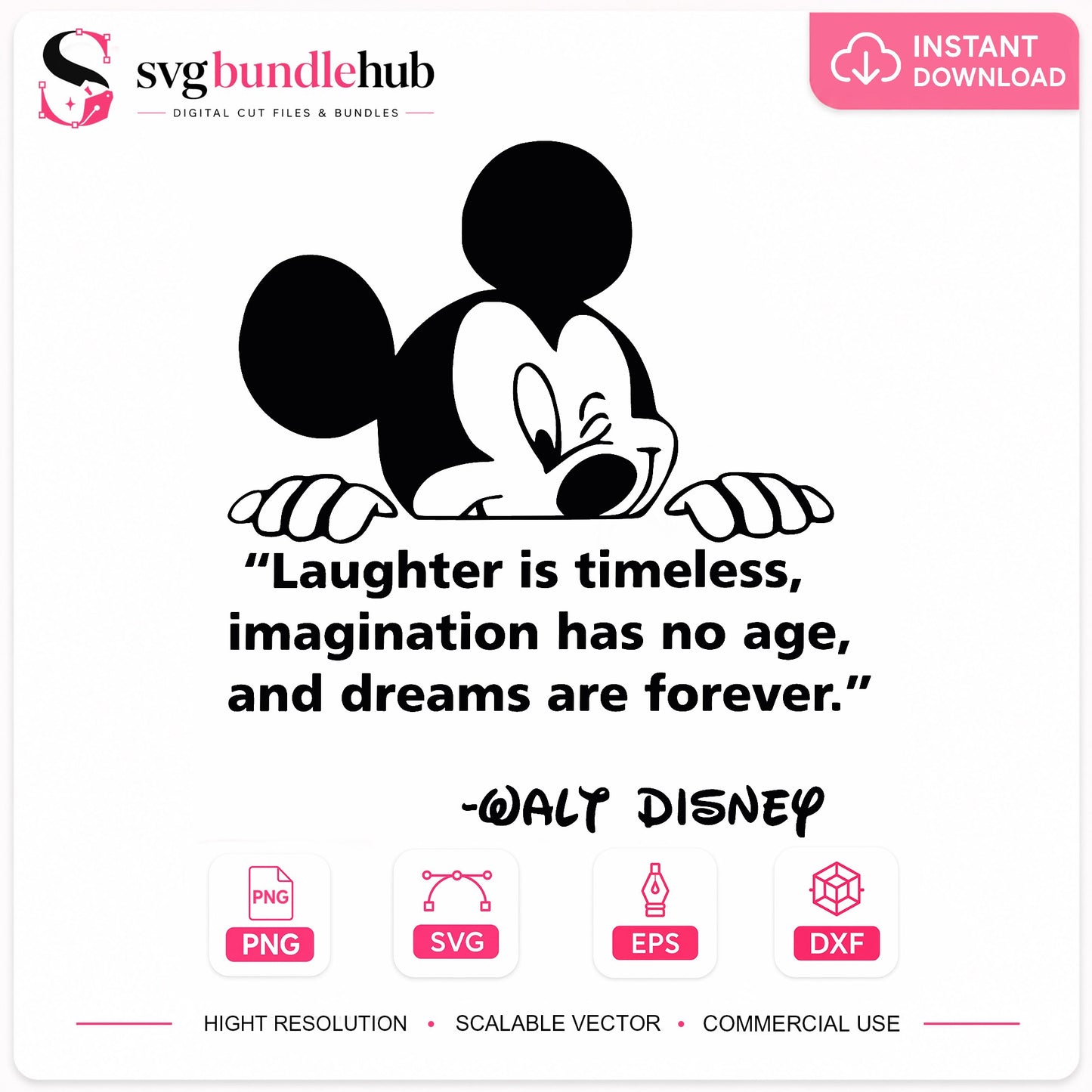 Mickey Mouse Peeking SVG, Disney Quote SVG, Walt Disney PNG