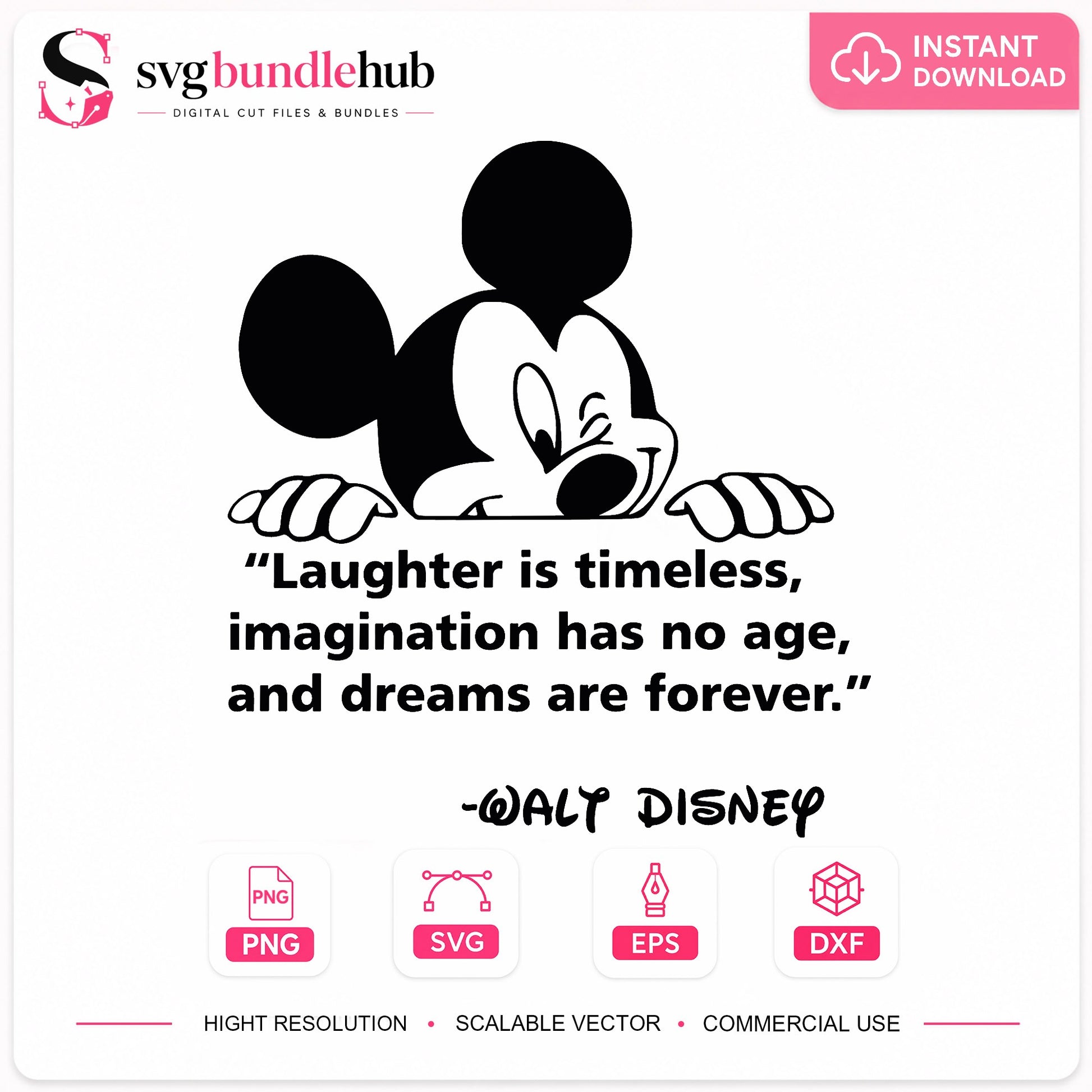 Mickey Mouse Peeking SVG, Disney Quote SVG, Walt Disney PNG