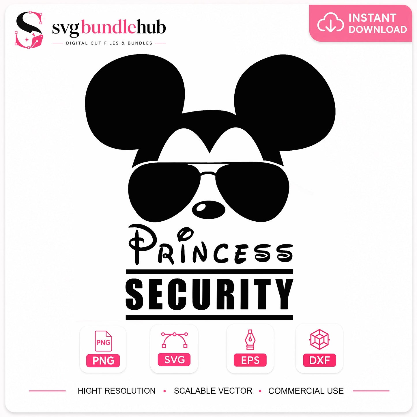 Mickey Mouse Princess Security SVG, Disney Dad SVG PNG, Family Trip SVG