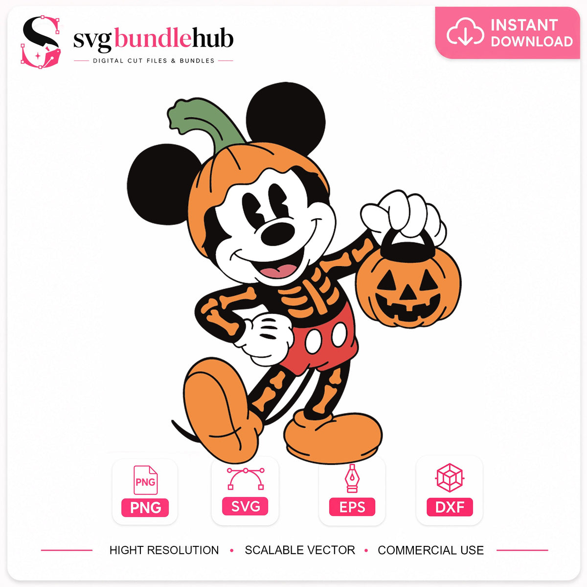 Mickey Mouse Skeleton Halloween Pumpkin Cricut SVG