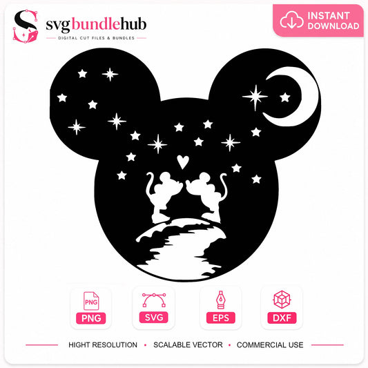 Mickey Mouse Valentine SVG, Disney Couple SVG, Love PNG