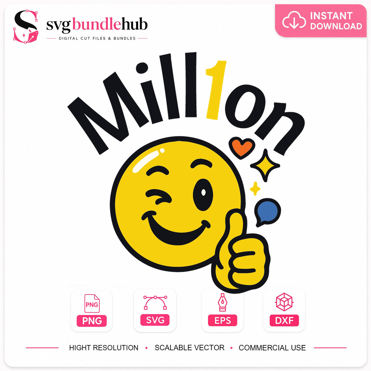 Million Smiley Face Thumbs Up Cricut Cut File SVG