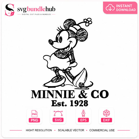 Minnie Mouse And Co Est 1928 SVG, Disney SVG PNG, Minnie SVG